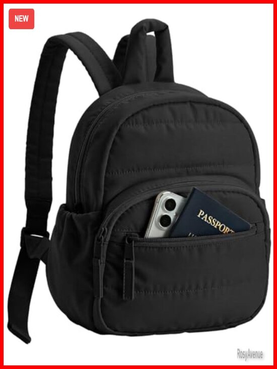 Quilted Mini Backpack Women Puffer Travel Work Campus Adjustable Straps main image 5